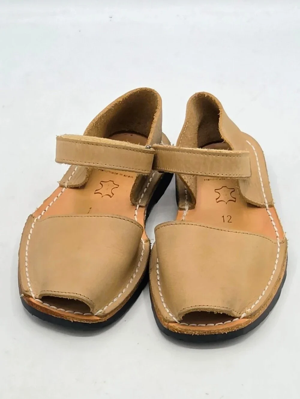 PONS Avarcas Leather Sandals Tan Beige Kids Size US 12 EUR 30 Handmade Spain
